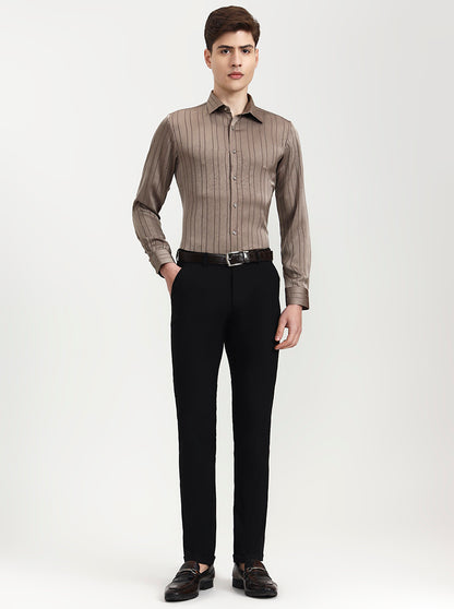 Fawn Striped Slim Fit Party Wear Shirt | Wyre