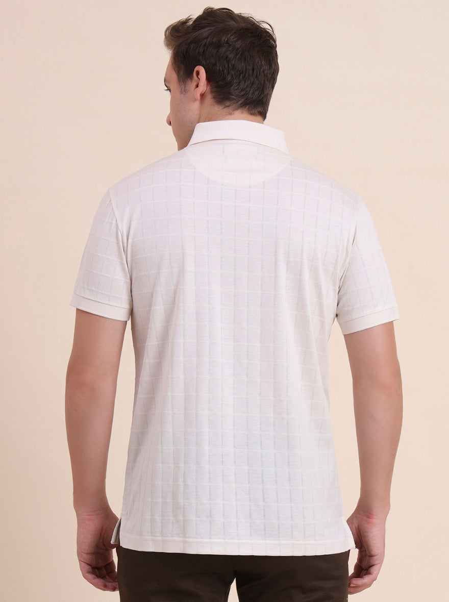 White Checked Regular Fit Polo T-Shirt | JadeBlue