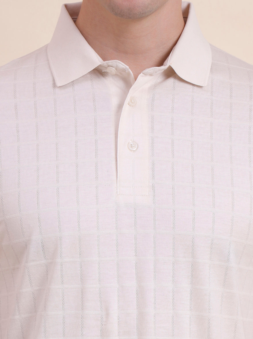 White Checked Regular Fit Polo T-Shirt | JadeBlue