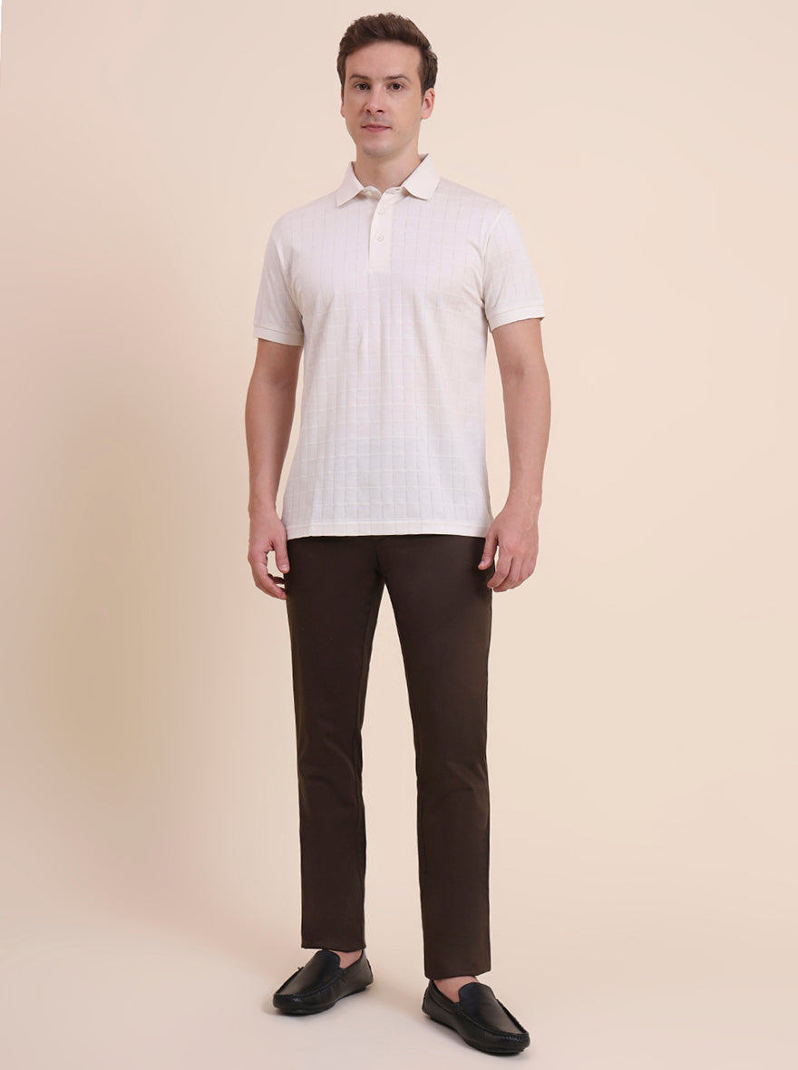 White Checked Regular Fit Polo T-Shirt | JadeBlue