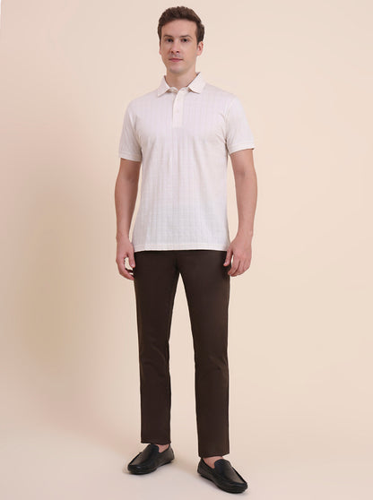 White Checked Regular Fit Polo T-Shirt | JadeBlue