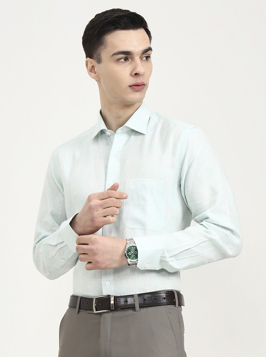 Blue Checked Slim Fit Formal Shirt | JadeBlue