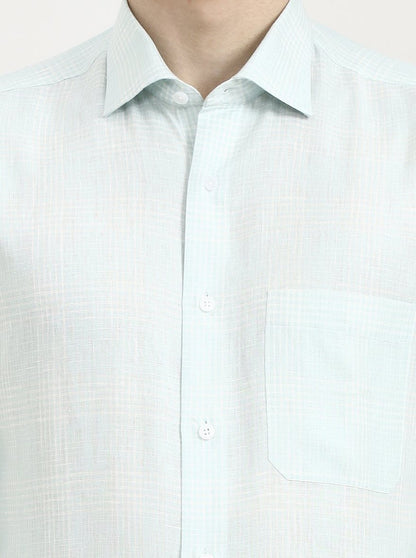 Blue Checked Slim Fit Formal Shirt | JadeBlue