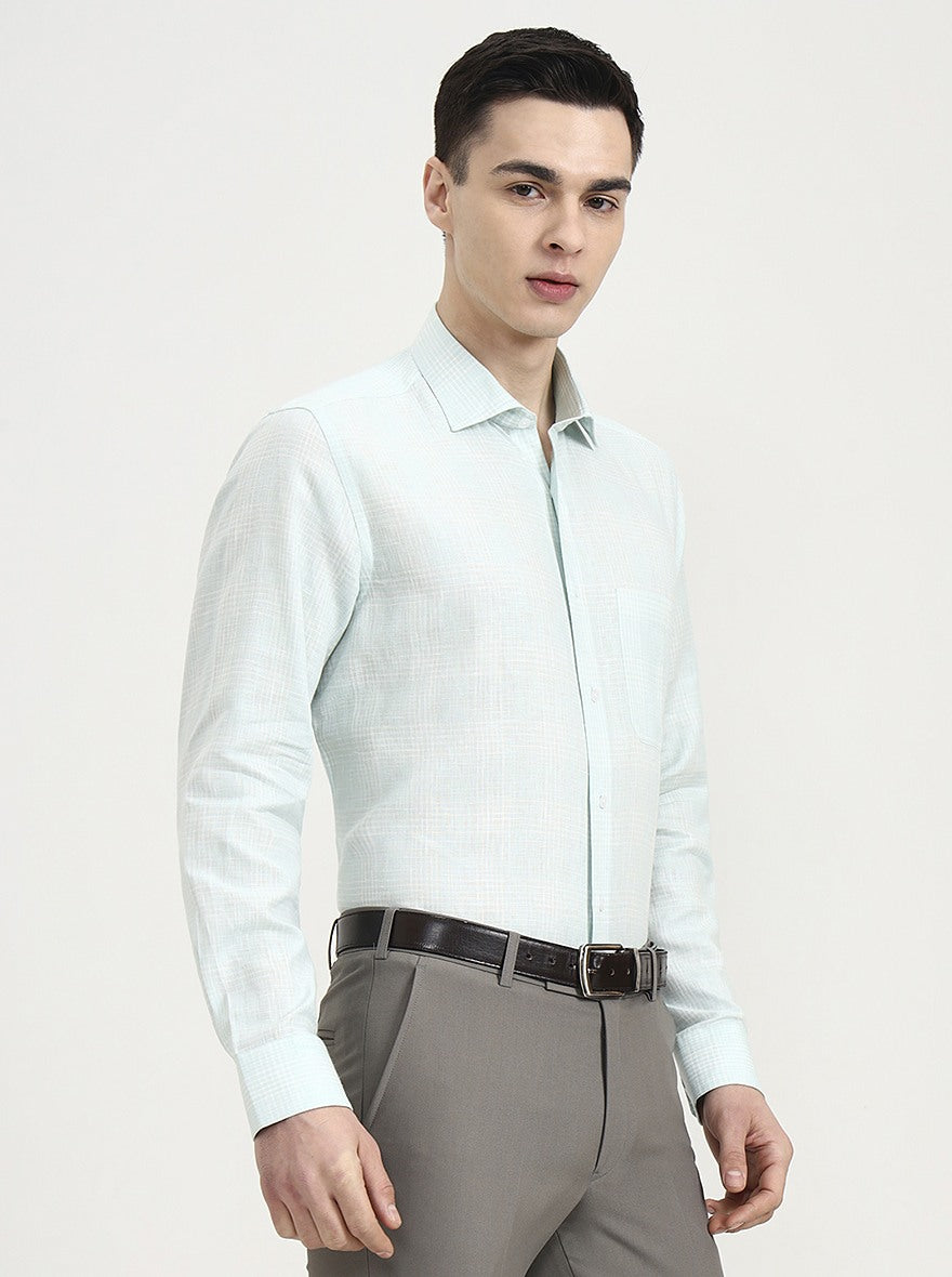Blue Checked Slim Fit Formal Shirt | JadeBlue