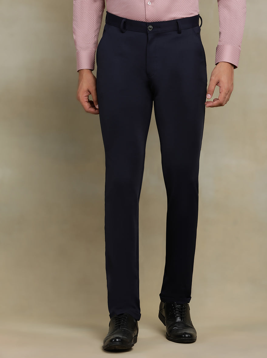 Blue Solid Slim fit Club Wear Trouser | JB Studio