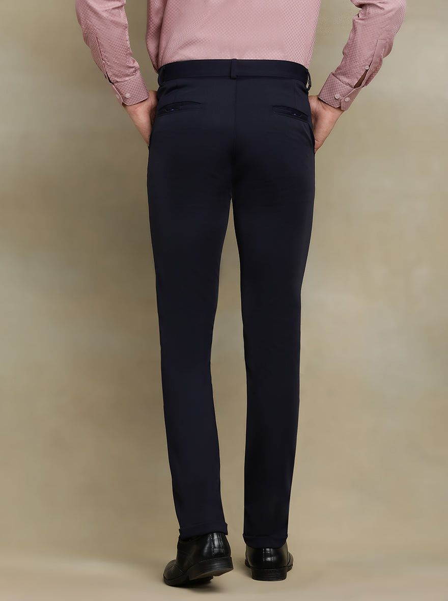 Blue Solid Slim fit Club Wear Trouser | JB Studio