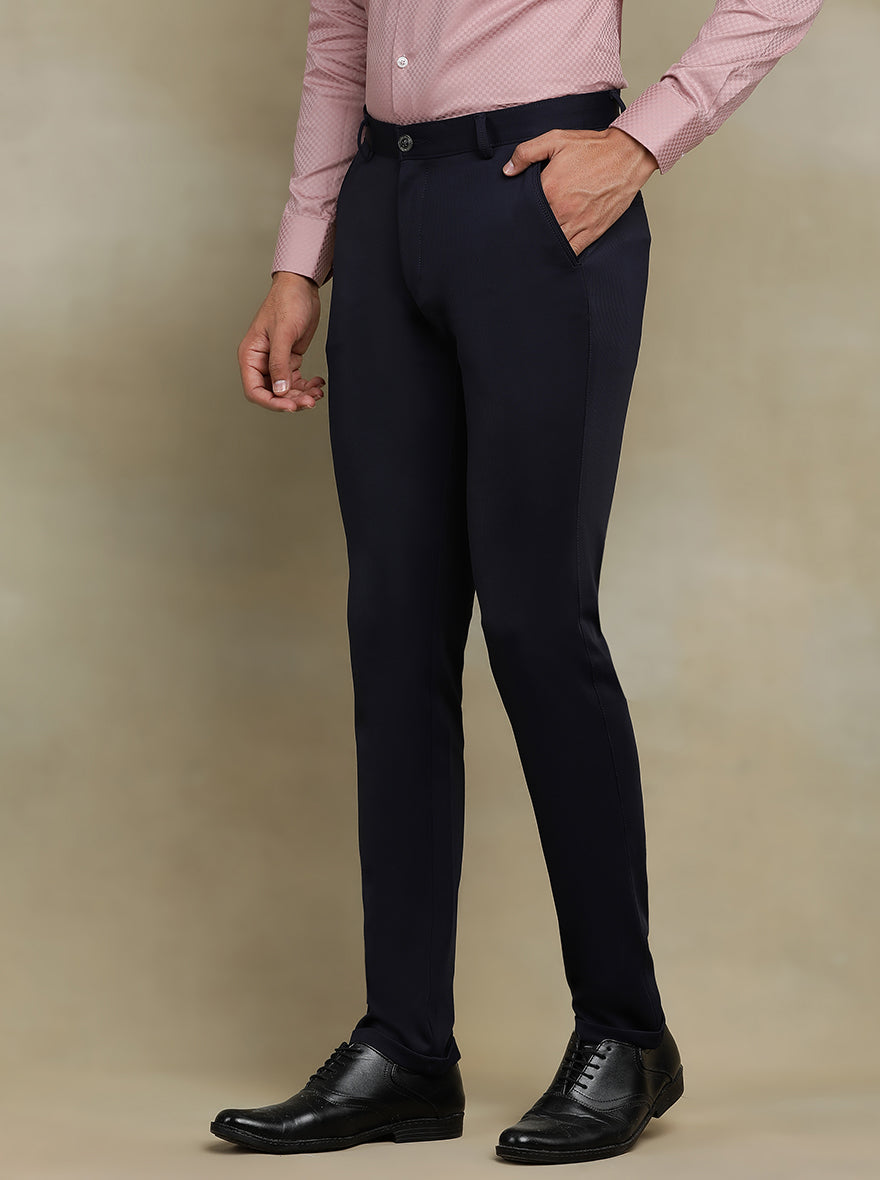 Blue Solid Slim fit Club Wear Trouser | JB Studio
