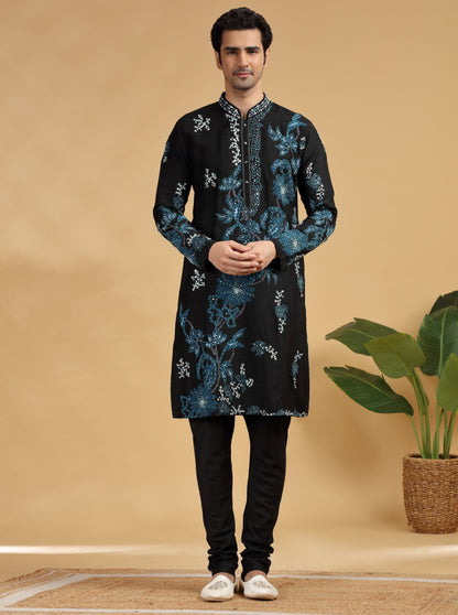 Black Embroidered Kurta | TULA