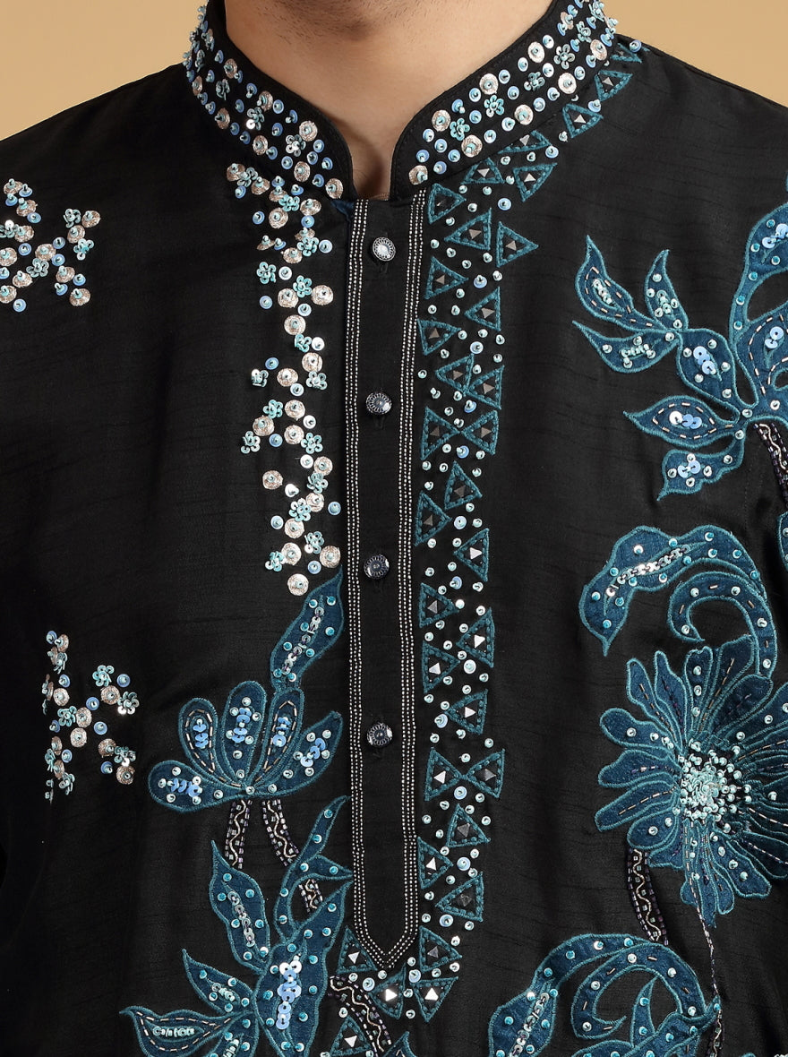 Black Embroidered Kurta | TULA
