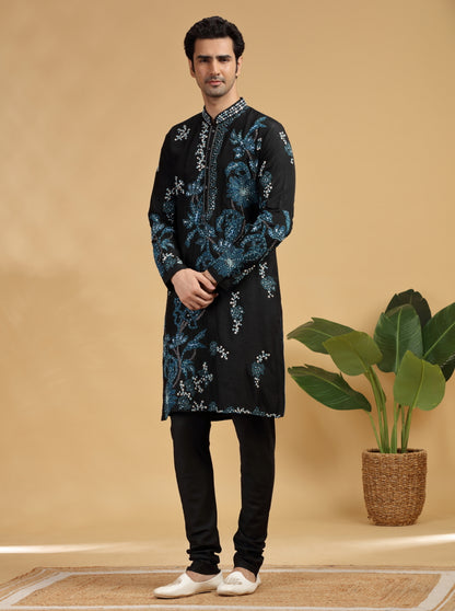 Black Embroidered Kurta | TULA