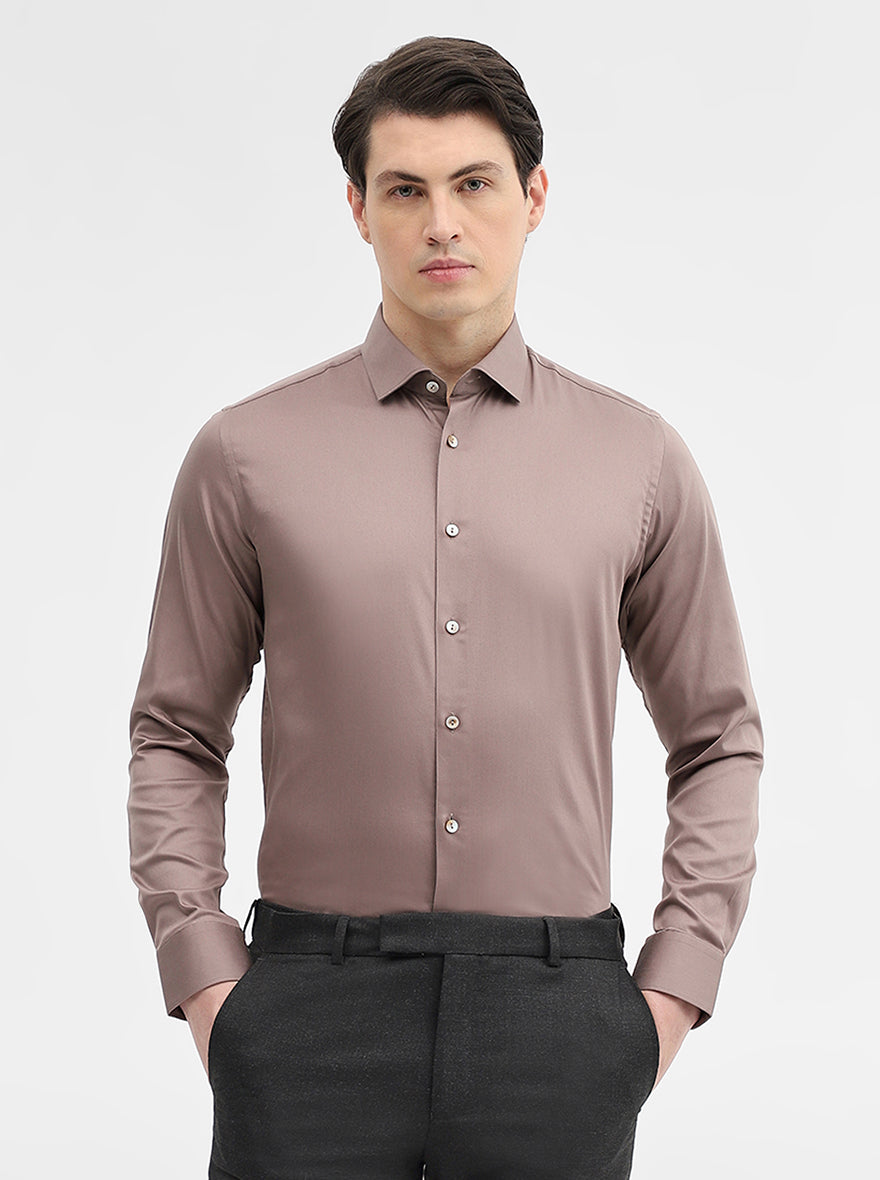 Brown Solid Slim Fit Party Wear Shirt | Wyre