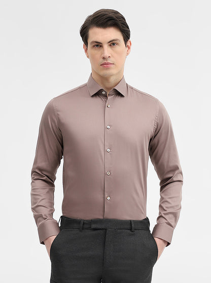 Brown Solid Slim Fit Party Wear Shirt | Wyre