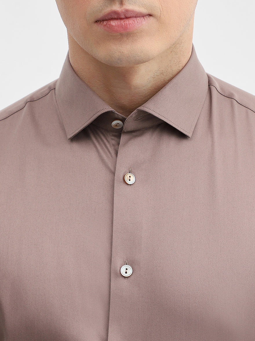 Brown Solid Slim Fit Party Wear Shirt | Wyre