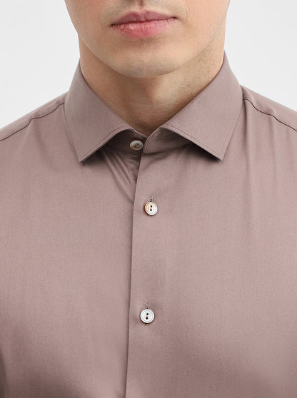 Brown Solid Slim Fit Party Wear Shirt | Wyre