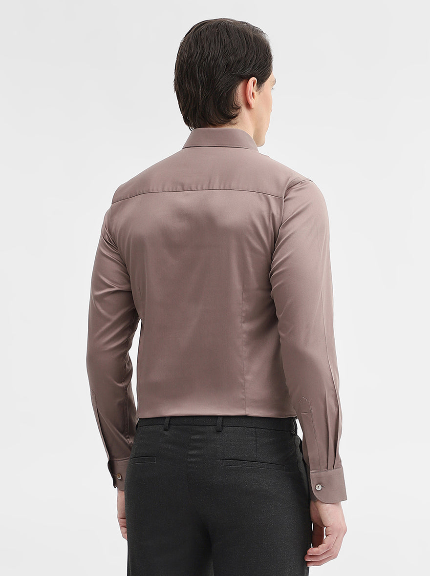 Brown Solid Slim Fit Party Wear Shirt | Wyre