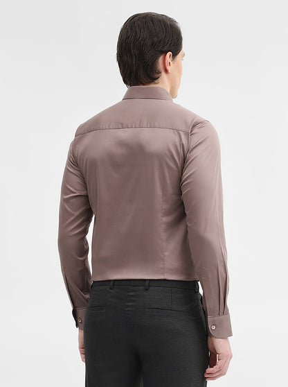 Brown Solid Slim Fit Party Wear Shirt | Wyre