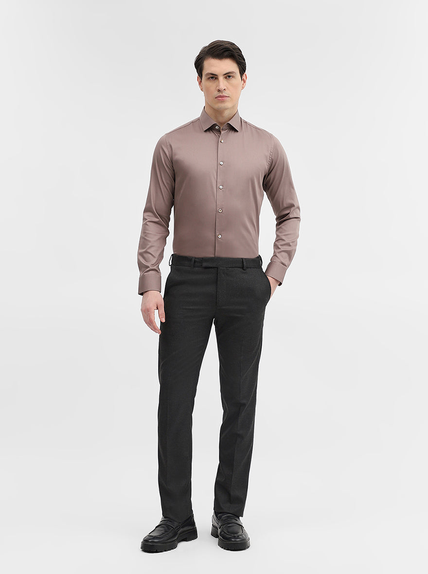 Brown Solid Slim Fit Party Wear Shirt | Wyre