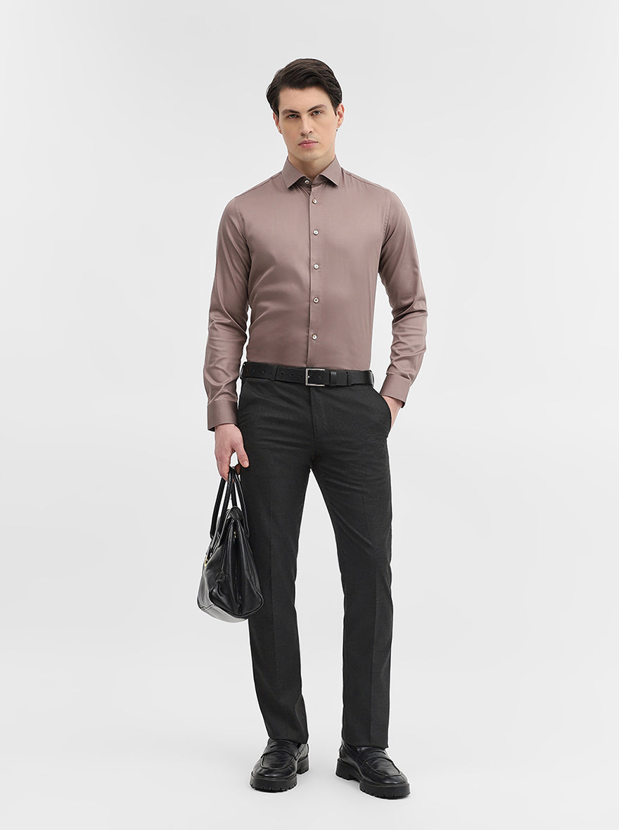 Brown Solid Slim Fit Party Wear Shirt | Wyre
