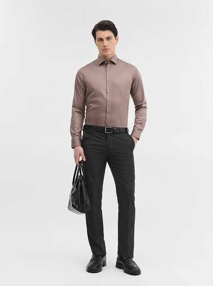 Brown Solid Slim Fit Party Wear Shirt | Wyre