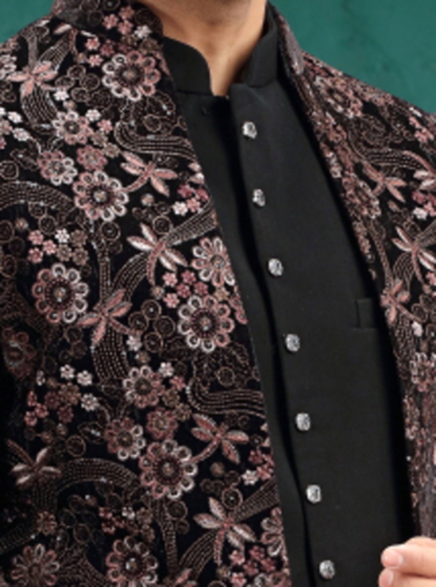 Brown Embroidered Jodhpuri Suit | JadeBlue