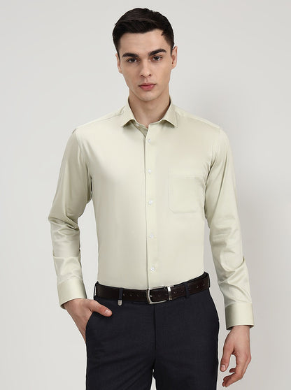 Pista Green Solid Slim Fit Formal Shirt | Greenfibre