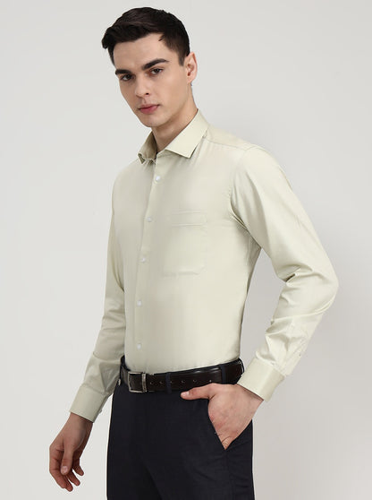 Pista Green Solid Slim Fit Formal Shirt | Greenfibre