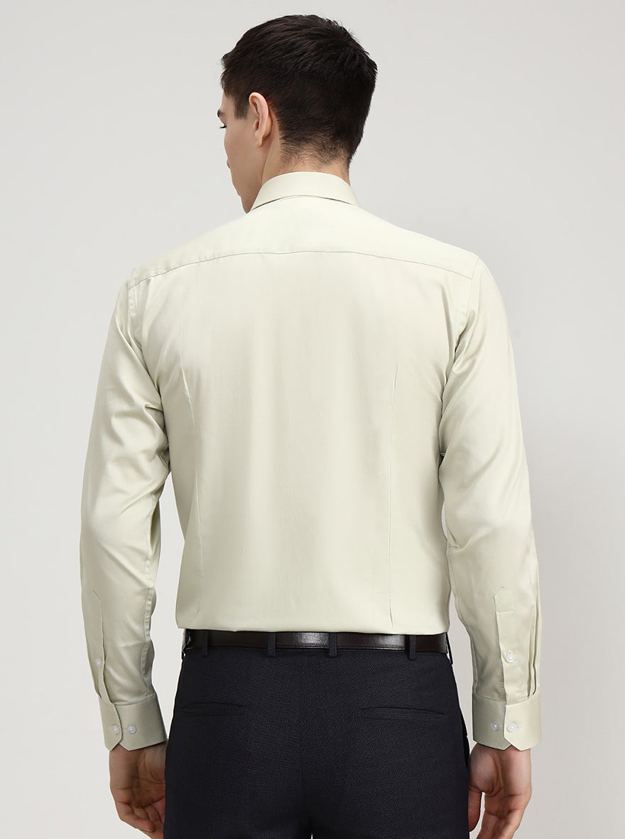 Pista Green Solid Slim Fit Formal Shirt | Greenfibre