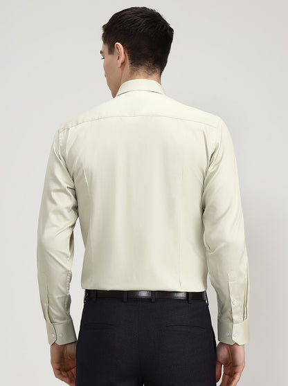 Pista Green Solid Slim Fit Formal Shirt | Greenfibre