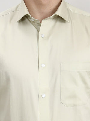 Pista Green Solid Slim Fit Formal Shirt | Greenfibre