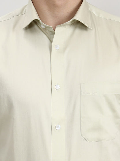 Pista Green Solid Slim Fit Formal Shirt | Greenfibre