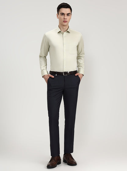Pista Green Solid Slim Fit Formal Shirt | Greenfibre