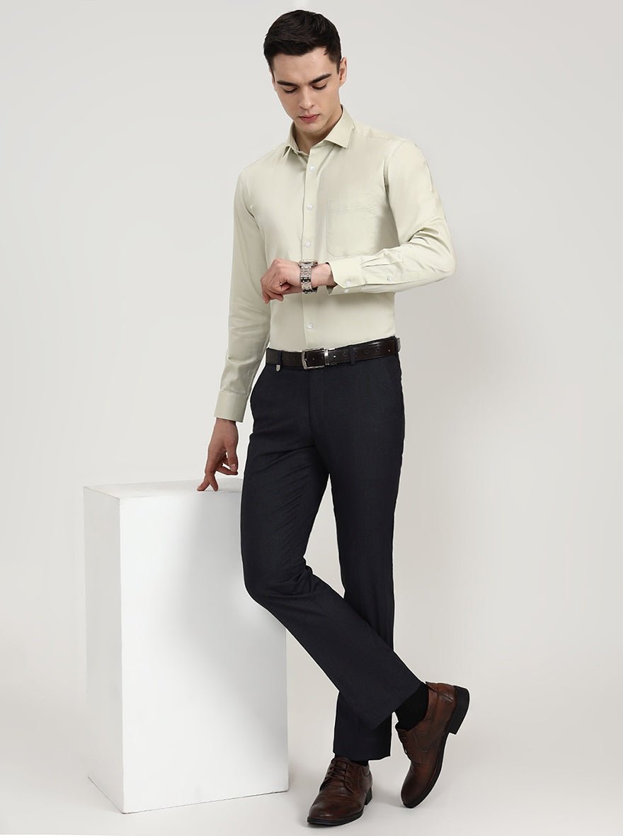 Pista Green Solid Slim Fit Formal Shirt | Greenfibre
