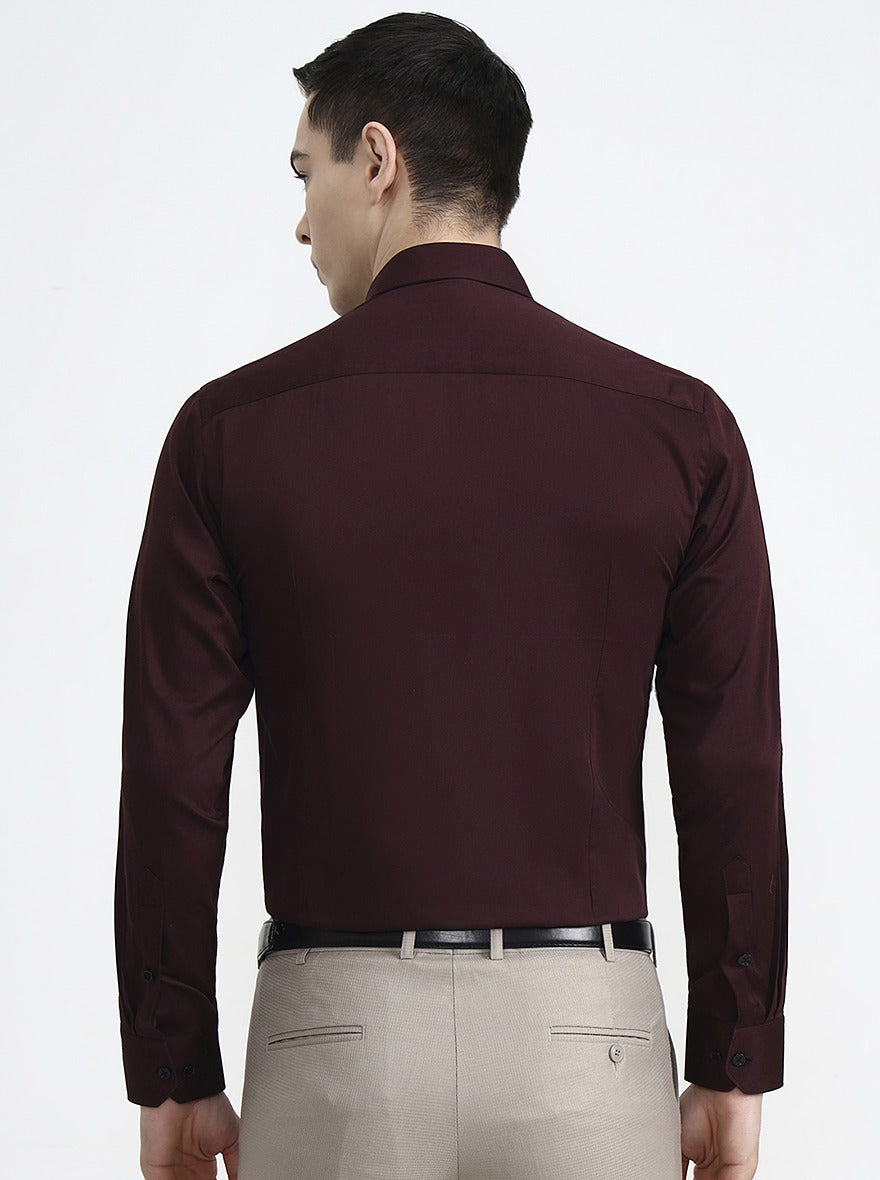 Maroon Solid Slim Fit Formal Shirt | Greenfibre