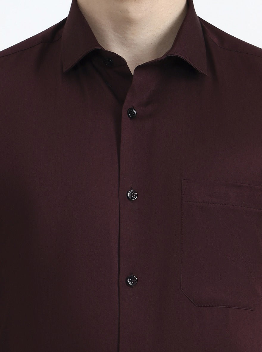 Maroon Solid Slim Fit Formal Shirt | Greenfibre