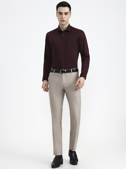 Maroon Solid Slim Fit Formal Shirt | Greenfibre