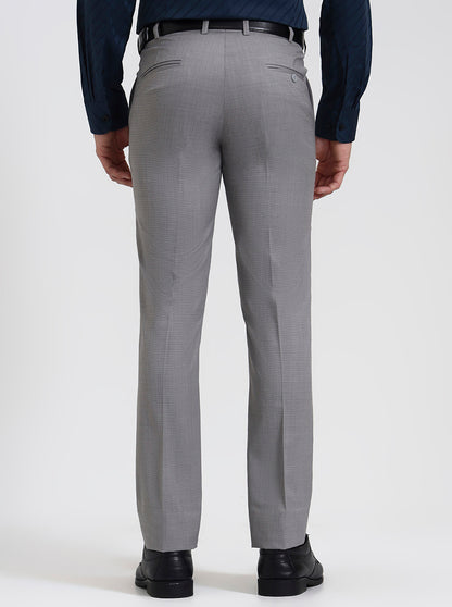 Light Grey Solid Slim Fit Formal Trouser | JadeBlue Super Luxe