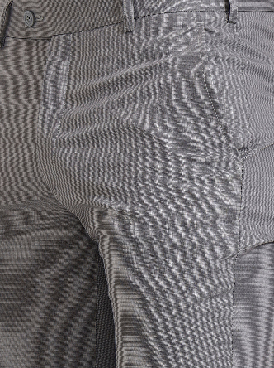 Light Grey Solid Slim Fit Formal Trouser | JadeBlue Super Luxe