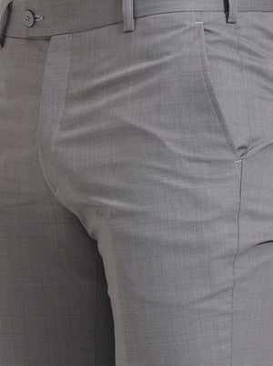 Light Grey Solid Slim Fit Formal Trouser | JadeBlue Super Luxe