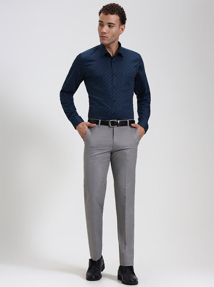 Light Grey Solid Slim Fit Formal Trouser | JadeBlue Super Luxe