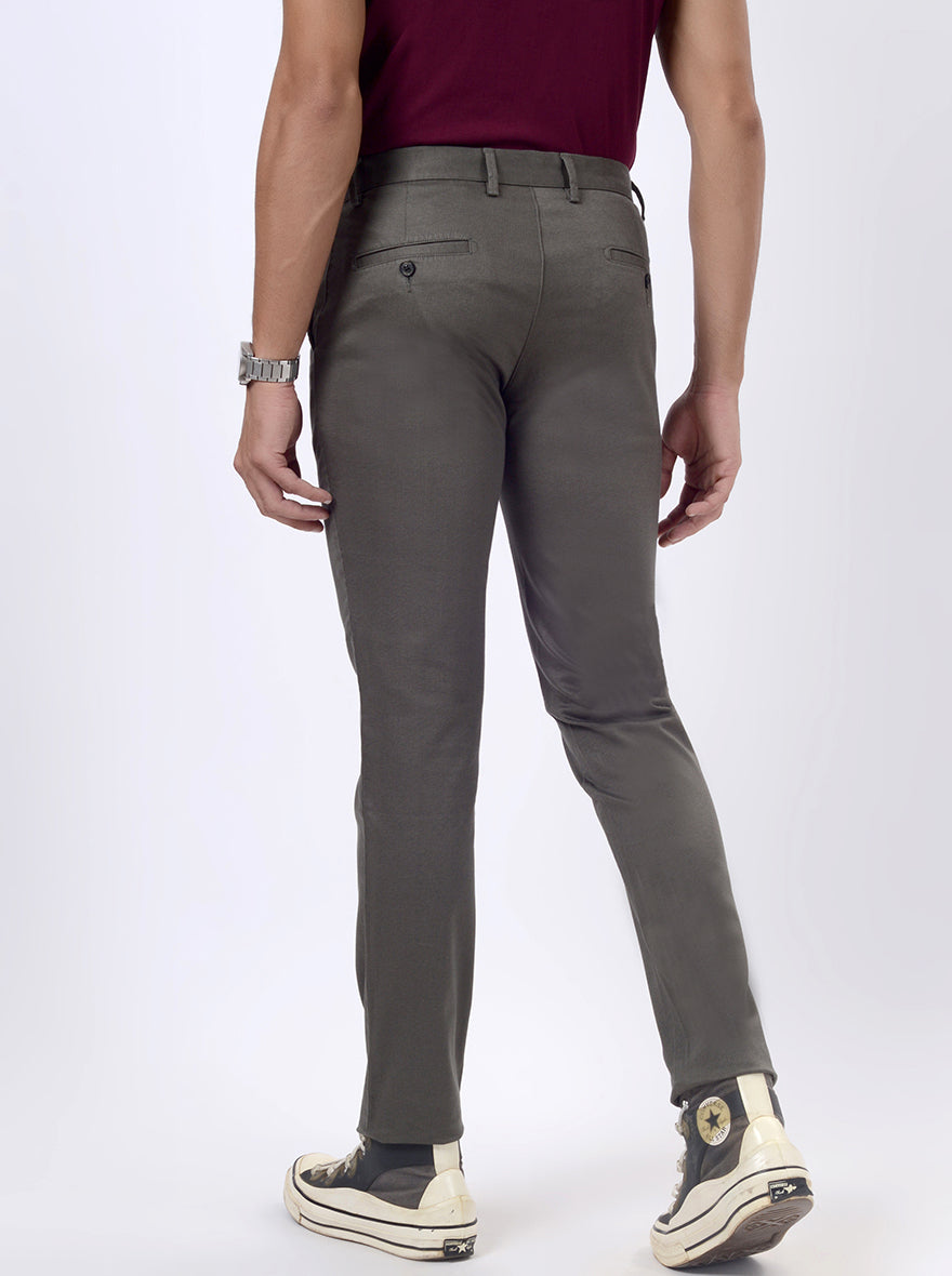 Olive Green Printed Uno Fit Casual Trouser | JadeBlue