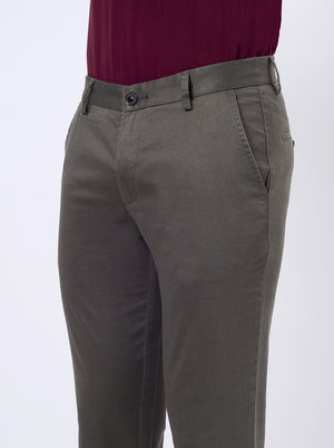 Olive Green Printed Uno Fit Casual Trouser | JadeBlue