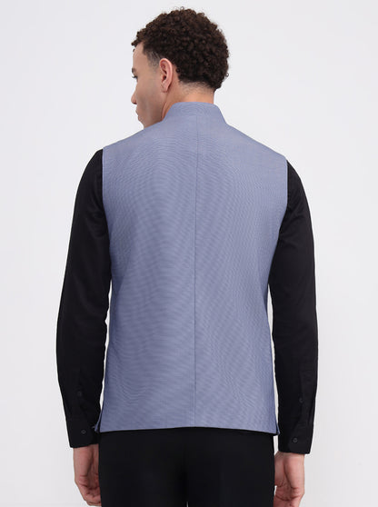 Blue Solid Regular Fit Modi Jacket | JB X JB