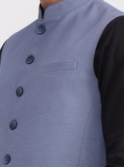 Blue Solid Regular Fit Modi Jacket | JB X JB