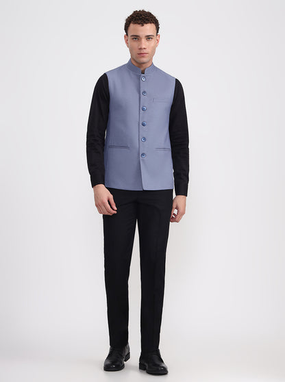 Blue Solid Regular Fit Modi Jacket | JB X JB
