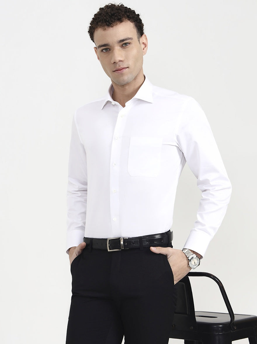 White Solid Slim Fit Formal Shirt | JadeBlue Super Luxe