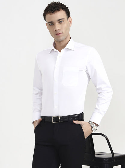 White Solid Slim Fit Formal Shirt | JadeBlue Super Luxe