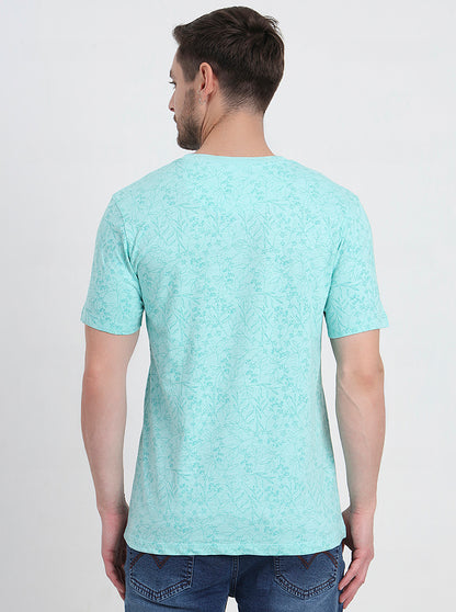 Ice Green Printed Slim Fit T-Shirt | JadeBlue