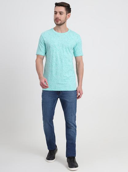 Ice Green Printed Slim Fit T-Shirt | JadeBlue