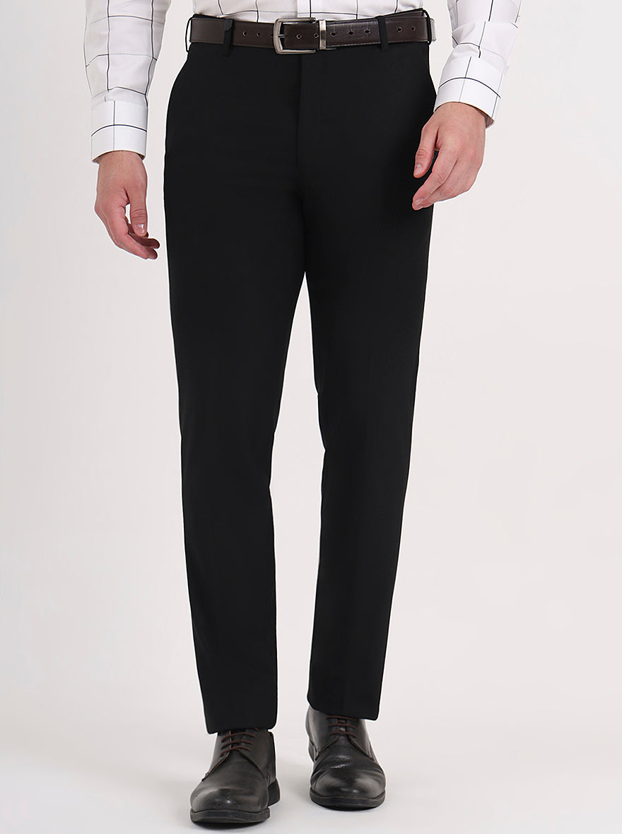 Black Solid Slim Fit Formal Trouser | JB Studio