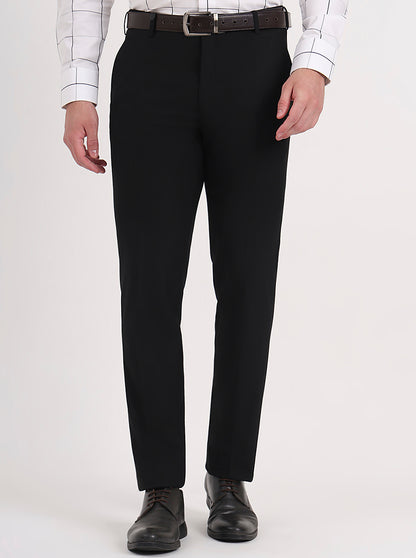 Black Solid Slim Fit Formal Trouser | JB Studio